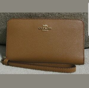 Coach Crossgrain leather wallet wristlet Light Sad